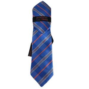 Steven Land Men's Tie & Pocket Square Royal Blue Red Yellow Hi-Density 3.5" Wide